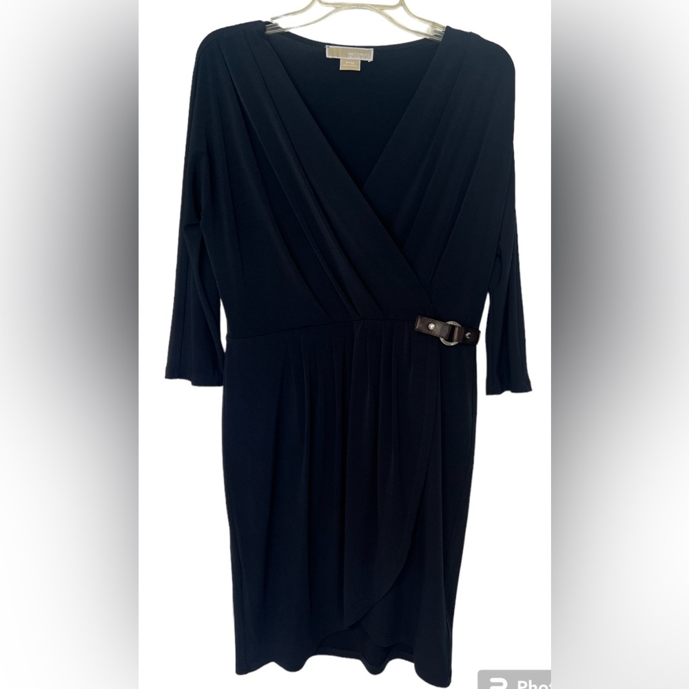 Michael Kors Women’s Black Contemporary Stretchy Midi Dress szPM Minimalist